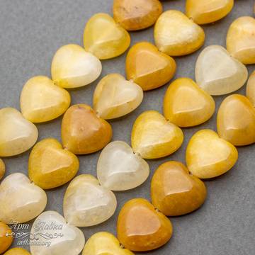 Агат желтый 14 мм светлые бусины сердце - фото изображение товара, artikul: 109500