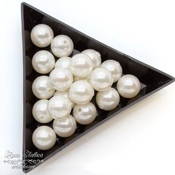 Жемчуг Shell pearl под вклейку 10 мм белый полупросверленный шар - фото изображение товара, artikul: 109877