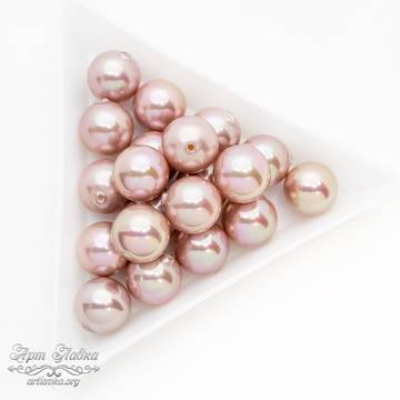 Жемчуг Shell pearl под вклейку 10 мм розовый полупросверленный шар - фото изображение товара, artikul: 109880