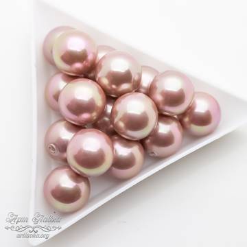 Жемчуг Shell pearl под вклейку 12 мм розовый полупросверленный шар - фото изображение товара, artikul: 109889