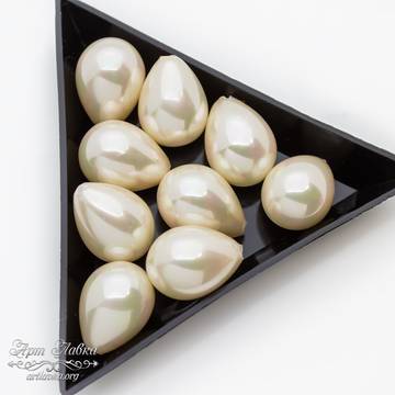 Жемчуг Shell pearl под вклейку 16 мм айвори полупросверленные капли - фото изображение товара, artikul: 109895