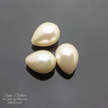 Жемчуг Shell pearl под вклейку 16 мм айвори полупросверленные капли арт: 109895 фото 2