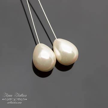 Жемчуг Shell pearl под вклейку 16 мм айвори полупросверленные капли art: 109895 фотография 3