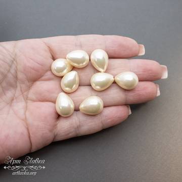 Жемчуг Shell pearl под вклейку 16 мм айвори полупросверленные капли artikul: 109895 photo 4