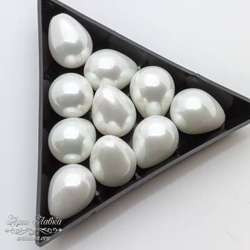 Жемчуг Shell pearl под вклейку 18 мм белые полупросверленные капли - фото изображение товара, artikul: 109898