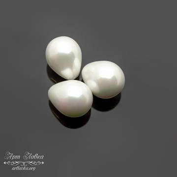 Жемчуг Shell pearl под вклейку 18 мм белые полупросверленные капли арт: 109898 фото 2