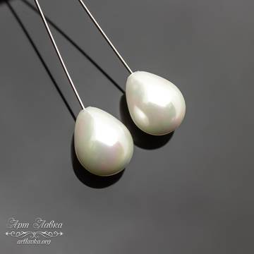Жемчуг Shell pearl под вклейку 18 мм белые полупросверленные капли art: 109898 фотография 3