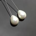 Жемчуг Shell pearl под вклейку 18 мм белые полупросверленные капли - уменьшенное изображение 3