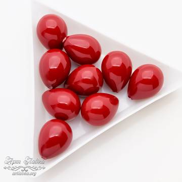 Жемчуг Shell pearl под вклейку 16 мм красные полупросверленные капли - фото изображение товара, artikul: 109901
