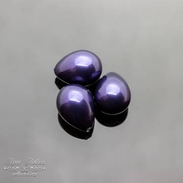 Жемчуг Shell pearl для вклейки 16 мм синие полупросверленные капельки арт: 109913 фото 2