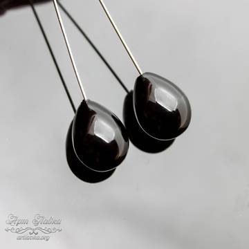 Жемчуг Shell pearl для вклейки 16 мм черные полупросверленные капельки art: 109916 фотография 3