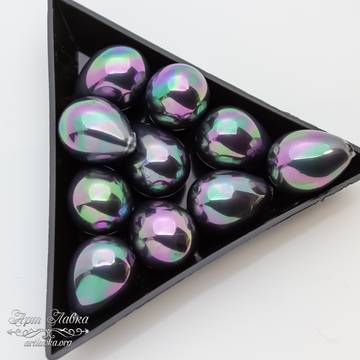 Жемчуг Shell pearl для вклейки 16 мм черные полупросверленные бусины капли - фото изображение товара, artikul: 109919