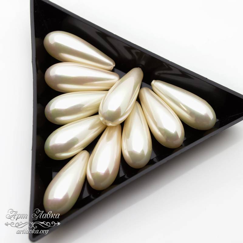 Жемчуг Shell pearl для вклейки 20 мм Айвори полупросверленные бежевые бусины капли - увеличенное фото изображение в карточке товара артикул: 109922