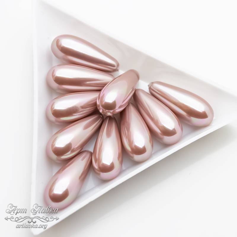 Жемчуг Shell pearl для вклейки 20 мм розовые полупросверленные капли - увеличенное фото изображение в карточке товара артикул: 109940