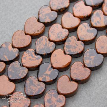Обсидиан махагоновый 10 мм бусины сердечки - фото изображение товара, artikul: 110095