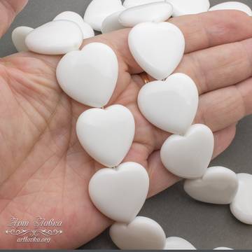 Агат белый прессованный 25 мм бусины сердце - фото изображение товара, artikul: 110517