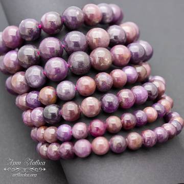 Сапфир пурпурный природный 7,5 мм бусины гладкие шарики - фото изображение товара, artikul: 109890