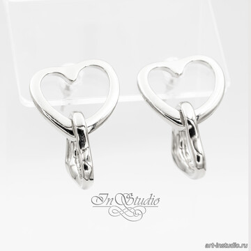 Швензы гвоздики серьги Два Сердца родированные artikul: 110691 photo 4