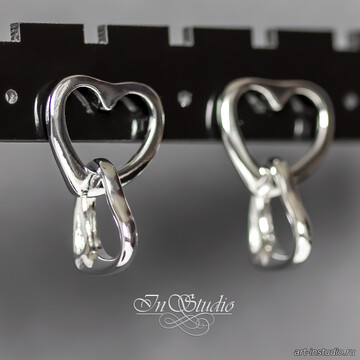 Швензы гвоздики серьги Два Сердца родированные code: 110691 изображение 5