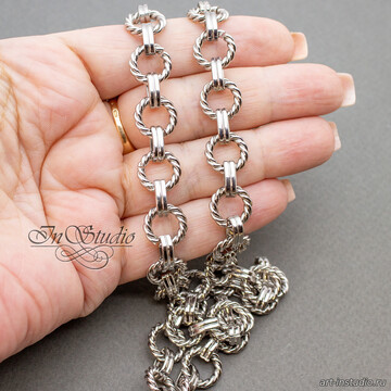 Цепь крупная фактурная LALIBERT 12 мм родий art: 110871 фотография 3