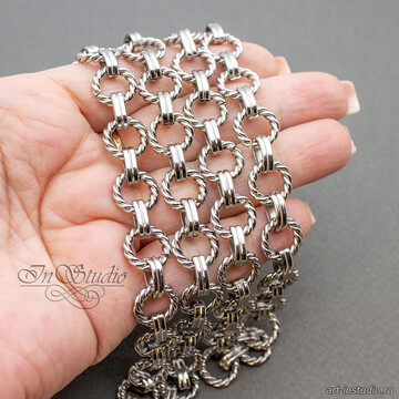 Цепь крупная фактурная LALIBERT 12 мм родий artikul: 110871 photo 4