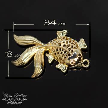 Подвеска кулон Золотая рыбка 34 мм позолота art: 110934 фотография 3