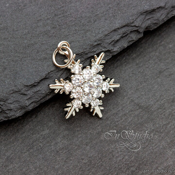 Подвеска снежинка 17х15 мм позолоченная с фианитами art: 111458 фотография 3