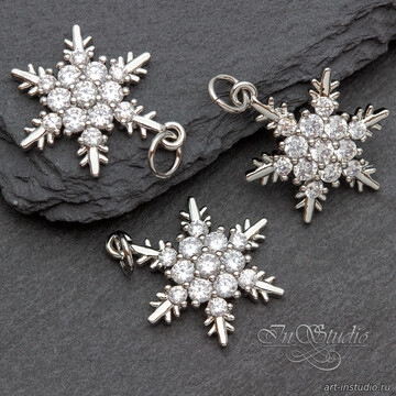 Подвеска снежинка 17х15 мм позолоченная с фианитами artikul: 111458 photo 4