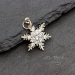 Подвеска снежинка 17х15 мм позолоченная с фианитами - уменьшенное изображение 3