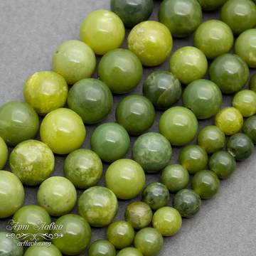 Жадеит натуральный зеленый 6 10 мм бусины гладкий шар - фото изображение товара, artikul: 111498
