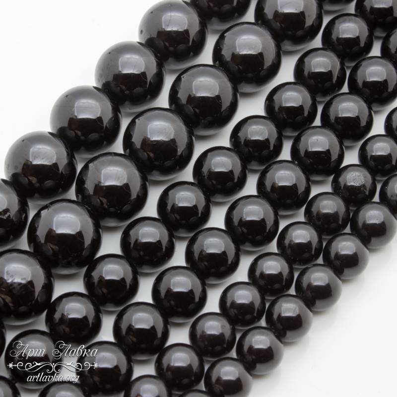 Шпинель натуральная черная 6 8 10 мм бусины гладкий шар - увеличенное фото изображение в карточке товара артикул: 111483