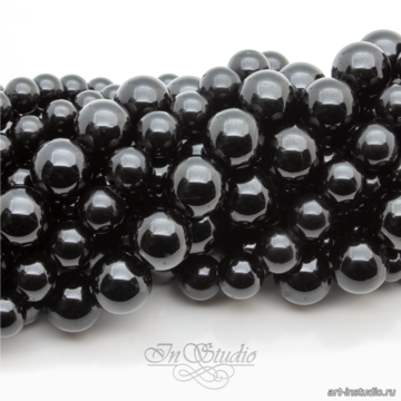 Шпинель натуральная черная 6 8 10 мм бусины гладкий шар арт: 111483 фото 2