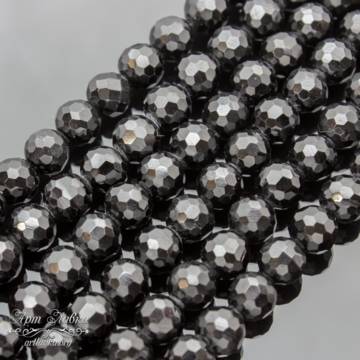 Шпинель натуральная черная 6 мм бусины ограненный шар - фото изображение товара, artikul: 111486