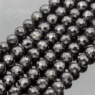 Шпинель натуральная черная 6 мм бусины ограненный шар - фото изображение товара, artikul: 111486