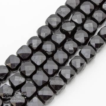 Шпинель природная черная 8х8 мм бусины кубики с огранкой code: 111489 изображение 5