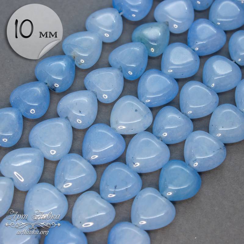 Бусины из природного голубого кварца сердце 10 мм - увеличенное фото изображение в карточке товара артикул: 111525