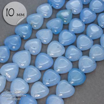 Бусины из природного голубого кварца сердце 10 мм - фото изображение товара, artikul: 111525