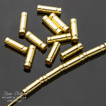 Бусины трубочки 10 штук разделители из металла 10х3 мм позолота арт: 111645 фото 2
