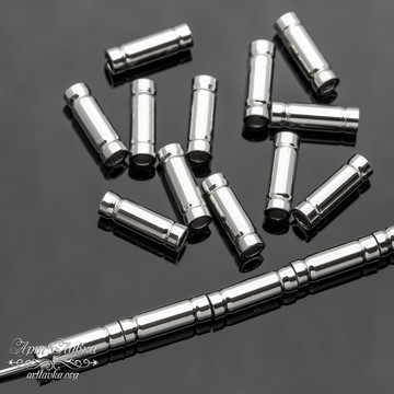 Бусины трубочки разделители из металла 10х3 мм 10 штук родий арт: 111642 фото 2