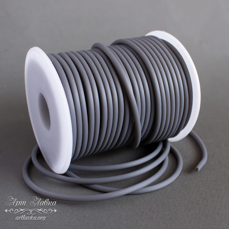 Шнур силиконовый 3 мм темно серый графитовый полый - увеличенное фото изображение в карточке товара артикул: 108772