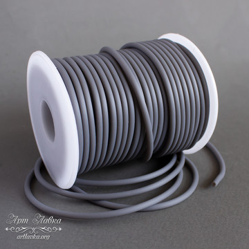 Шнур силиконовый 3 мм темно серый графитовый полый - фото изображение товара, artikul: 108772