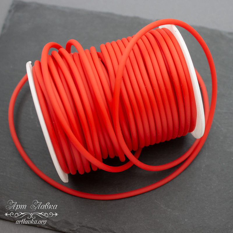 Шнур силиконовый 3 мм красный полый - увеличенное фото изображение в карточке товара артикул: 108070