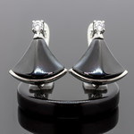 Швензы Скарт черная керамика с родием и фианитом - маленькое фото 1