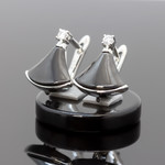 Швензы Скарт черная керамика с родием и фианитом - маленькая фотография 2