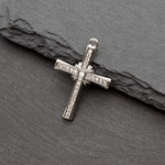 Подвеска Крест кулон 28х19 мм фианиты родий - маленькая фотография 2