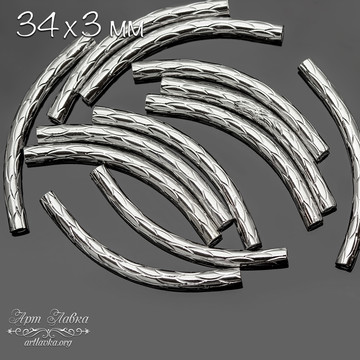Трубочка разделитель с фактурными насечками 34 мм родированные - фото изображение товара, artikul: 112053