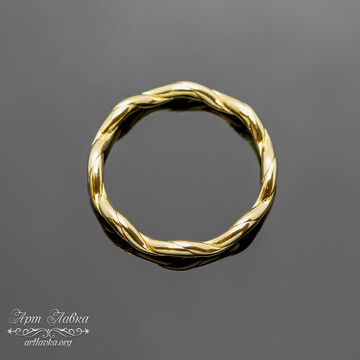 Кольцо декоративное мятое с фактурой 25 мм позолота art: 112167 фотография 3
