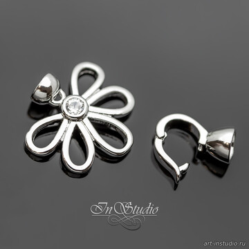 Замок двойной концевик ЦВЕТОК родий artikul: 111436 photo 4