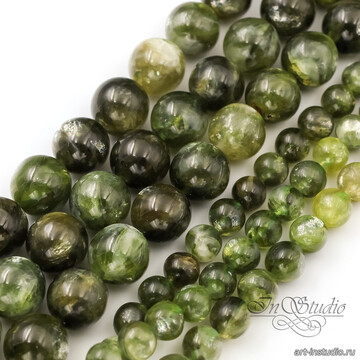 Лепидолит зеленый натуральный Бразилия 6, 8, 10, 12 мм бусины шар art: 113141 фотография 3