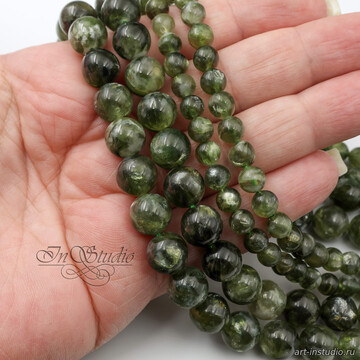 $Лепидолит зеленый натуральный Бразилия 6, 8, 10, 12 мм бусины шар number: 113141 image 6